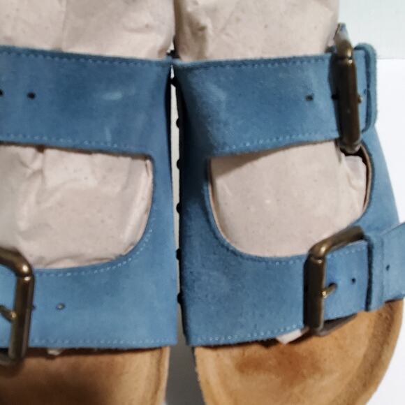 Free People Intentionally Blank Sandals Womens 9.5-10 EU 40 Blue Cork Flatform - Picture 9 of 16